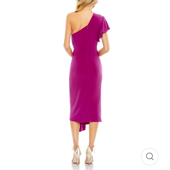 MAC DUGGAL ONE SHOULDER MIDI DRESS. SZ 6 nwt magenta - Picture 3 of 4